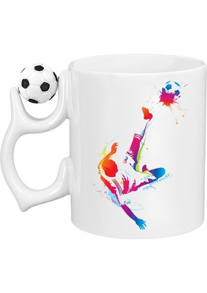 Futbol Toplu Porselen Beyaz Kupa Bardak