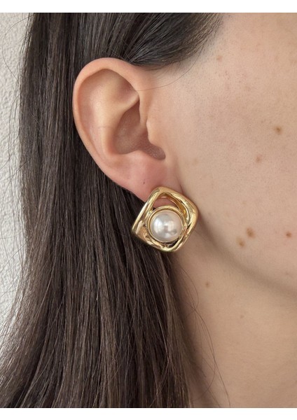 Incili Gold Küpe