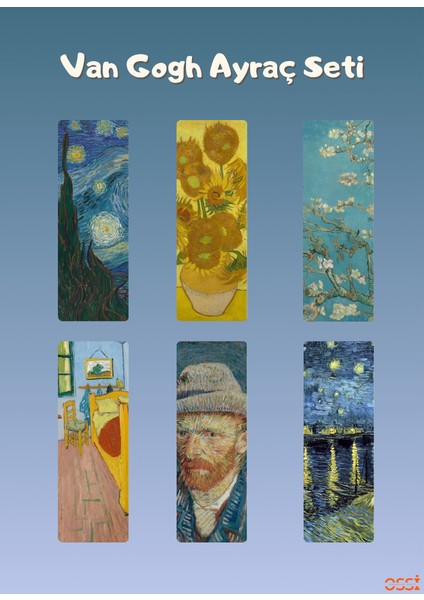 Kitap Ayracı, Van Gogh Ayraç Seti, 6'li Kitap Ayracı Seti, 5,25X14,85CM Boyutunda, Ince, Hediye