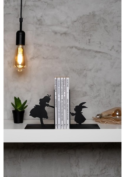 Alice Harikalar Diyarında Figürlü Dekoratif Metal Kitap Tutucu Kitap Desteği Ev ve Ofis Aksesuar