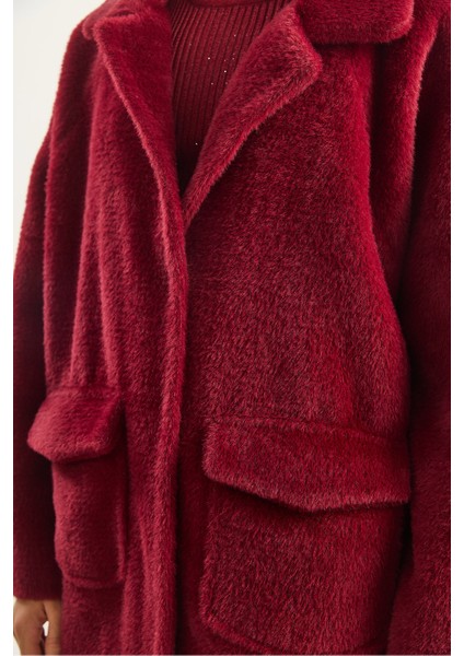 Kadın Çift Cepli Oversize Peluş Mont