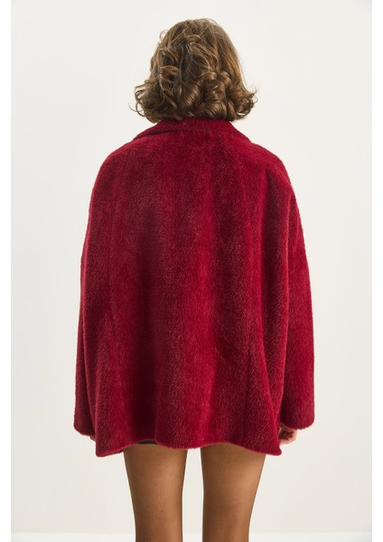 Kadın Çift Cepli Oversize Peluş Mont