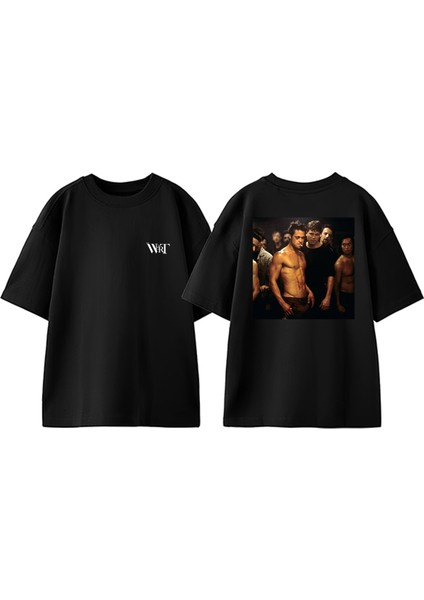 Fight Club 11 Tasarım Sırt Baskılı Pamuk Siyah Oversize T-Shirt