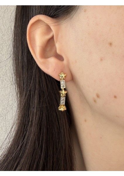 Yıldız Desenli Sallantılı Küpe