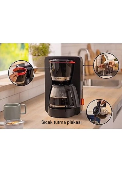 Sıcak Tutma Plakası ve Kireç Temizleme Için LED Sinyali ile Filtre Kahve Makinesi TKA4M233 indirimleri