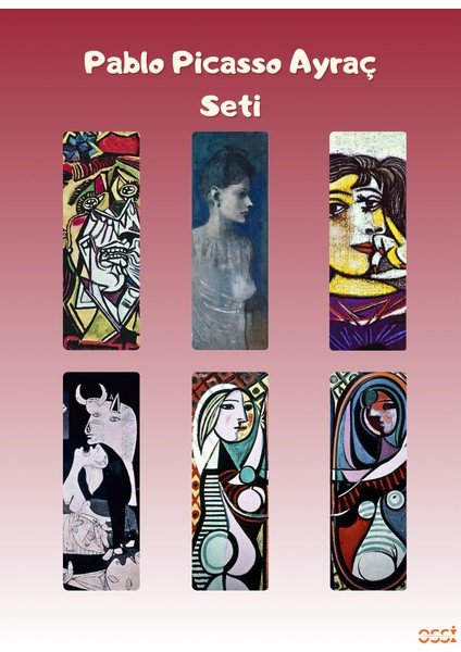 Kitap Ayracı, Picasso Ayraç Seti, 6'li Kitap Ayracı Seti, 5,25X14,85CM Boyutunda, Ince, Hediye