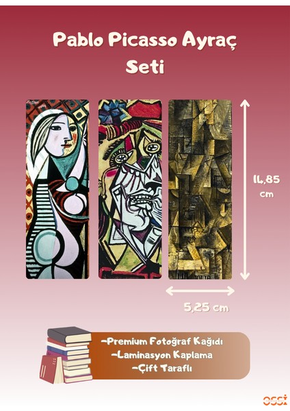 Kitap Ayracı, Picasso Ayraç Seti, 6'li Kitap Ayracı Seti, 5,25X14,85CM Boyutunda, Ince, Hediye fiyatları