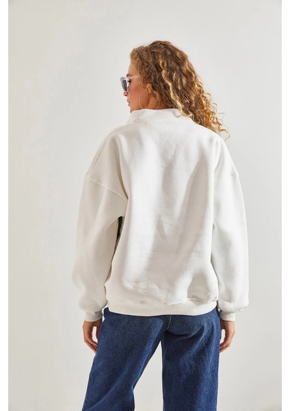 Kadın Baskılı Üç Iplik Oversize Sweatshirt modelleri
