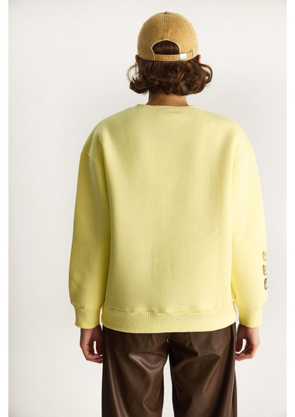 Kadın Üç Iplik Şardonlu Kalp Baskılı Sweatshirt