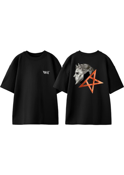 Nameless Ghoul Mask Tasarım Sırt Baskılı Pamuk Siyah Oversize T-Shirt