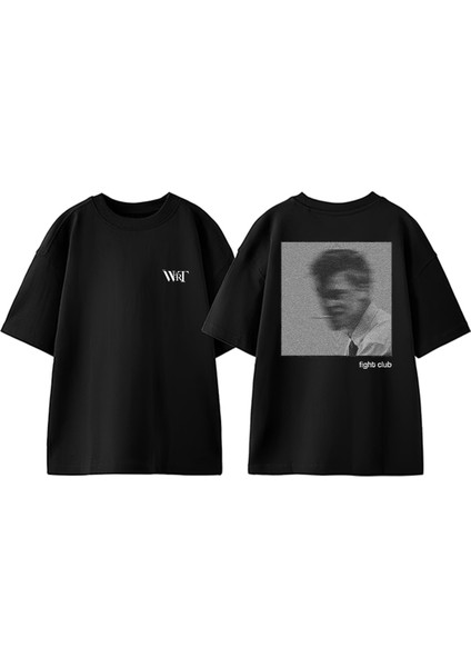 Fight Club 5 Tasarım Sırt Baskılı Pamuk Siyah Oversize T-Shirt