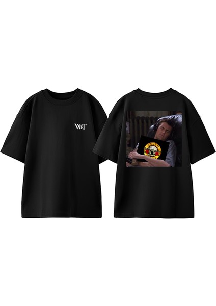 Guns N Roses 31 Tasarım Sırt Baskılı Pamuk Siyah Oversize T-Shirt