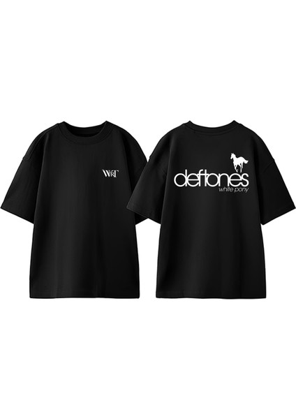 Deftones 8 Tasarım Sırt Baskılı Pamuk Siyah Oversize T-Shirt