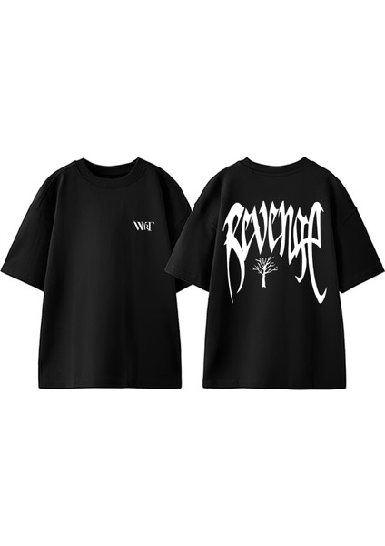Xxxtentacion Revenge Logo Tasarım Sırt Baskılı Pamuk Siyah Oversize T-Shirt