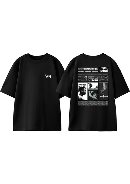 Xxxtentacion 4 Tasarım Sırt Baskılı Pamuk Siyah Oversize T-Shirt