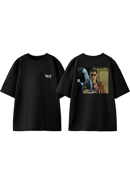Fight Club 12 Tasarım Sırt Baskılı Pamuk Siyah Oversize T-Shirt