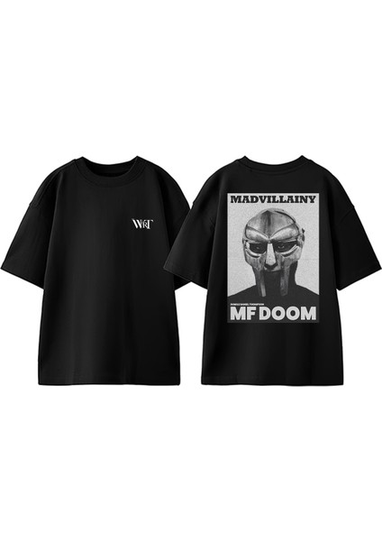 Mf Doom 4 Tasarım Sırt Baskılı Pamuk Siyah Oversize T-Shirt
