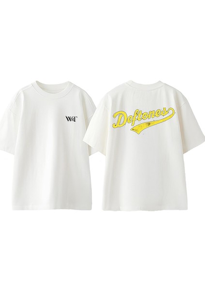 Deftones 15 Tasarım Sırt Baskılı Pamuk Beyaz Oversize T-Shirt