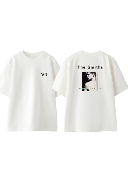 The Smiths 3 Tasarım Sırt Baskılı Pamuk Beyaz Oversize T-Shirt