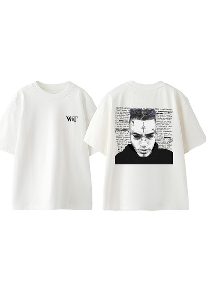 Xxxtentacion 8 Tasarım Sırt Baskılı Pamuk Beyaz Oversize T-Shirt
