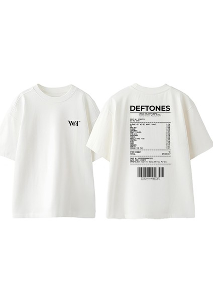 Deftones 12 Tasarım Sırt Baskılı Pamuk Beyaz Oversize T-Shirt
