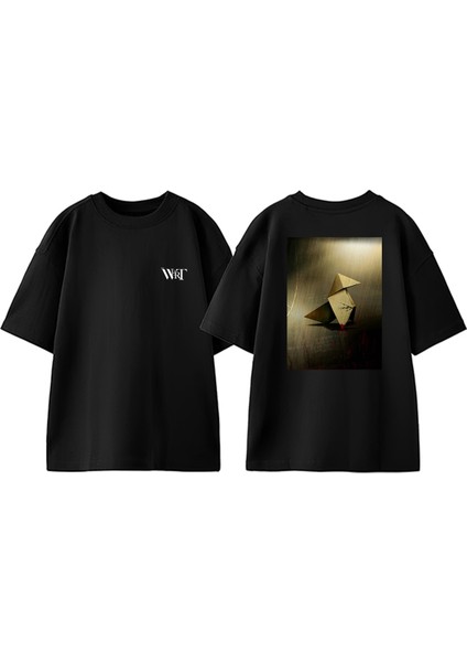 Heavy Rain 3 Tasarım Sırt Baskılı Pamuk Siyah Oversize T-Shirt