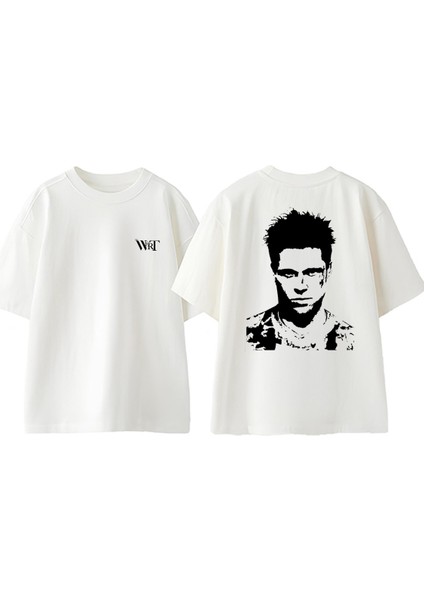 Fight Club 2 Tasarım Sırt Baskılı Pamuk Beyaz Oversize T-Shirt