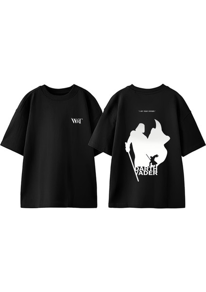 Star Wars Dart Vader 9 Tasarım Sırt Baskılı Pamuk Siyah Oversize T-Shirt