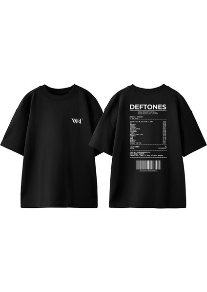 Deftones 12 Tasarım Sırt Baskılı Pamuk Siyah Oversize T-Shirt