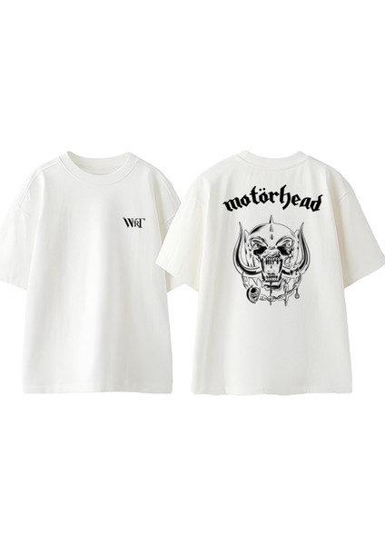 Motörhead 2 Tasarım Sırt Baskılı Pamuk Beyaz Oversize T-Shirt