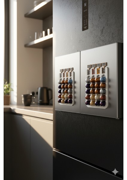 2' Li Set Nespresso Kapsül Kahve Standı Buzdolabı Için Mıknatıslı 40 Kapsül Kapsül Tutucu Beyaz Renk fiyatları