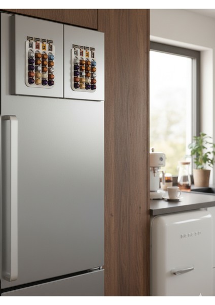 2' Li Set Nespresso Kapsül Kahve Standı Buzdolabı Için Mıknatıslı 40 Kapsül Kapsül Tutucu Beyaz Renk modelleri