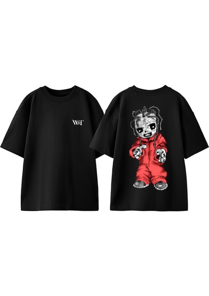 Slipknot Rock Müzik 14 Tasarım Sırt Baskılı Pamuk Siyah Oversize T-Shirt