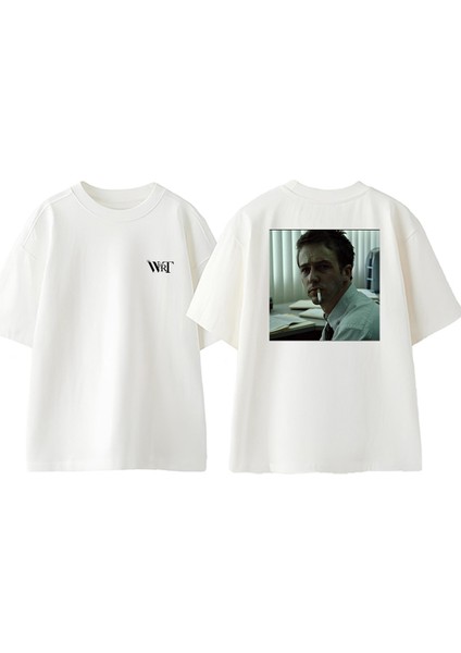 Fight Club 8 Tasarım Sırt Baskılı Pamuk Beyaz Oversize T-Shirt