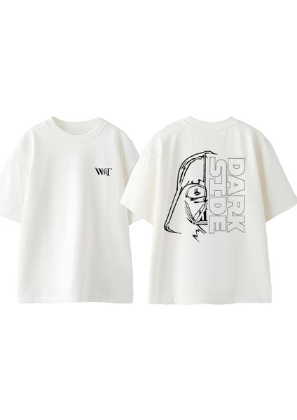 Star Wars Dart Vader 11 Tasarım Sırt Baskılı Pamuk Beyaz Oversize T-Shirt
