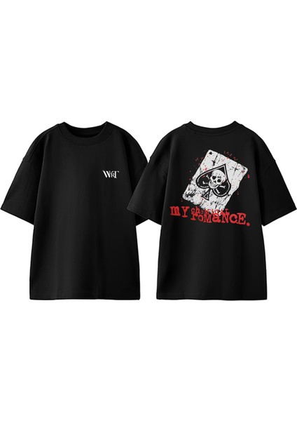 My Chemical Romance 9 Tasarım Sırt Baskılı Pamuk Siyah Oversize T-Shirt
