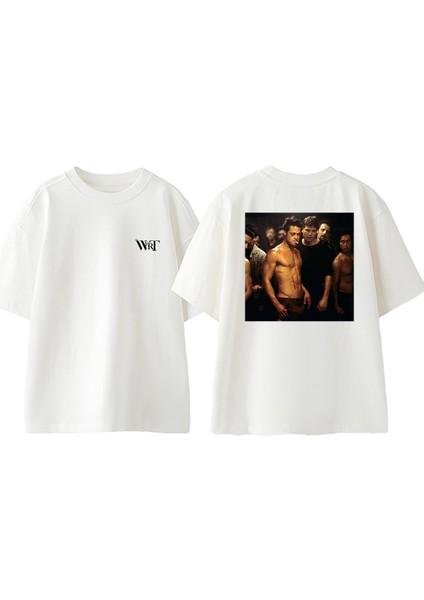 Fight Club 11 Tasarım Sırt Baskılı Pamuk Beyaz Oversize T-Shirt