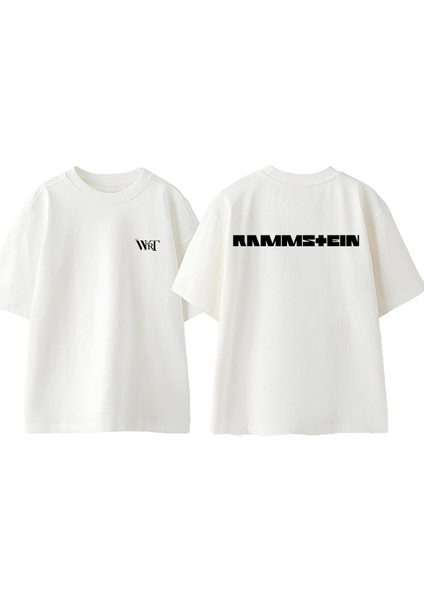Rammstein Mutter Tasarım Sırt Baskılı Pamuk Beyaz Oversize T-Shirt