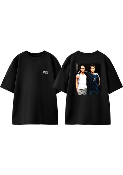 Fight Club 14 Tasarım Sırt Baskılı Pamuk Siyah Oversize T-Shirt