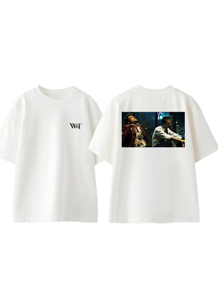 Fight Club 10 Tasarım Sırt Baskılı Pamuk Beyaz Oversize T-Shirt