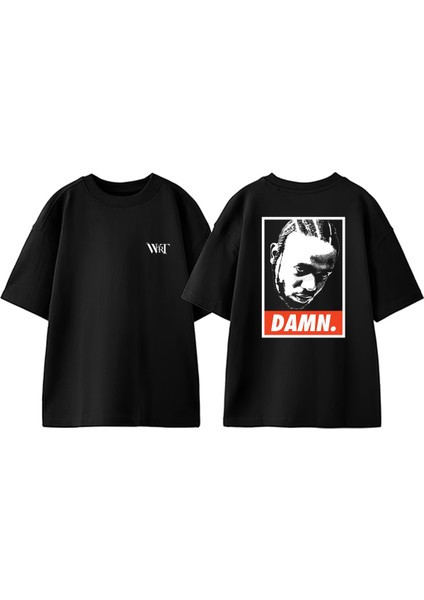 Kendrick Lamar 8 Tasarım Sırt Baskılı Pamuk Siyah Oversize T-Shirt