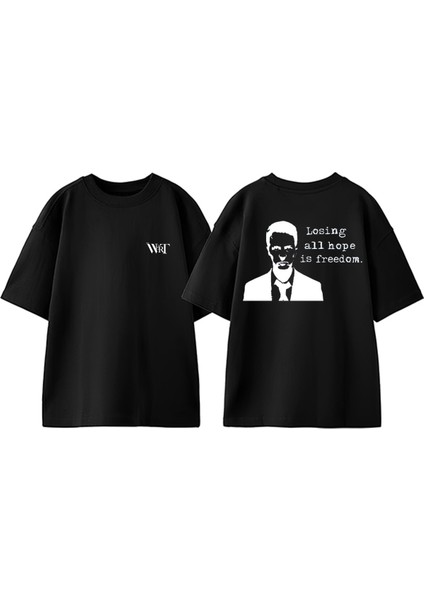 Fight Club 13 Tasarım Sırt Baskılı Pamuk Siyah Oversize T-Shirt