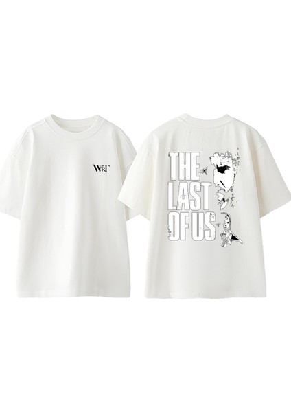 The Last Of Us 5 Tasarım Sırt Baskılı Pamuk Beyaz Oversize T-Shirt