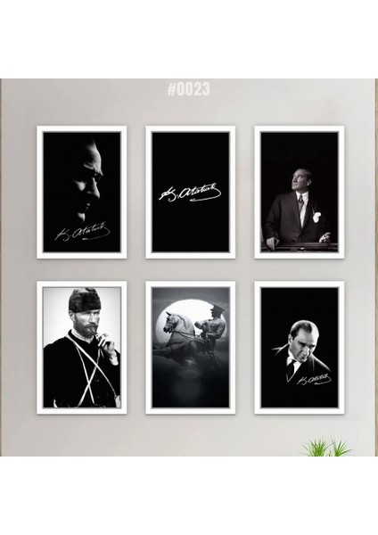 6'lı Atatürk Ahşap Tablo