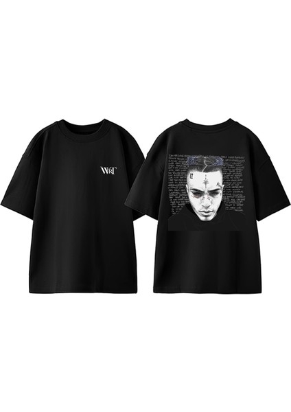 Xxxtentacion 8 Tasarım Sırt Baskılı Pamuk Siyah Oversize T-Shirt