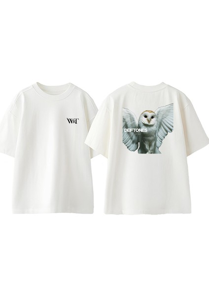 Deftones 13 Tasarım Sırt Baskılı Pamuk Beyaz Oversize T-Shirt