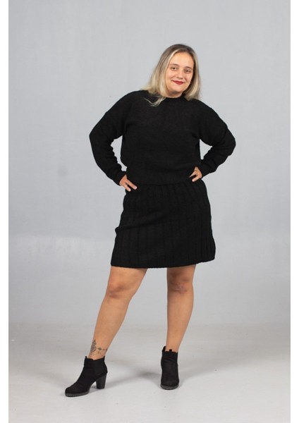 Standart ve Büyük Beden Siyah Triko Etek Kazak Takımı - En Yeni Moda fiyatları