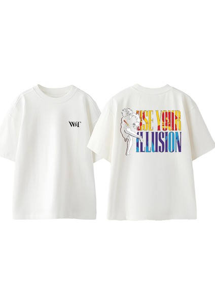 Guns N Roses Rock Müzik 15 Tasarım Sırt Baskılı Pamuk Beyaz Oversize T-Shirt