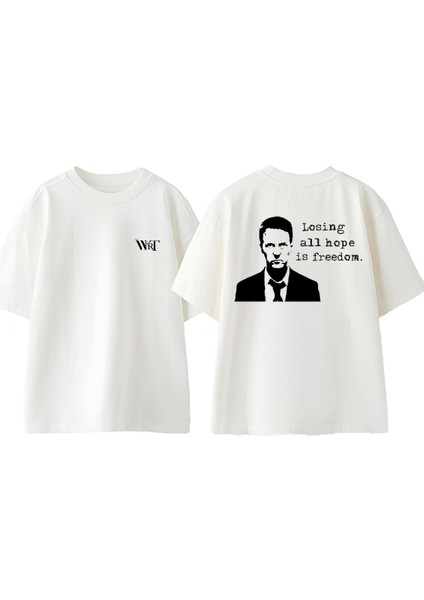 Fight Club 13 Tasarım Sırt Baskılı Pamuk Beyaz Oversize T-Shirt