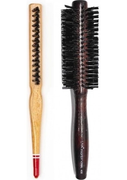 Liva 408& 690 Profesyonel Yanmaz Set Topuz Saç Fırçası-2'li